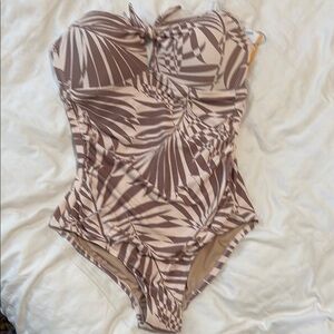 Brown and Cream Patterned Swimsuit